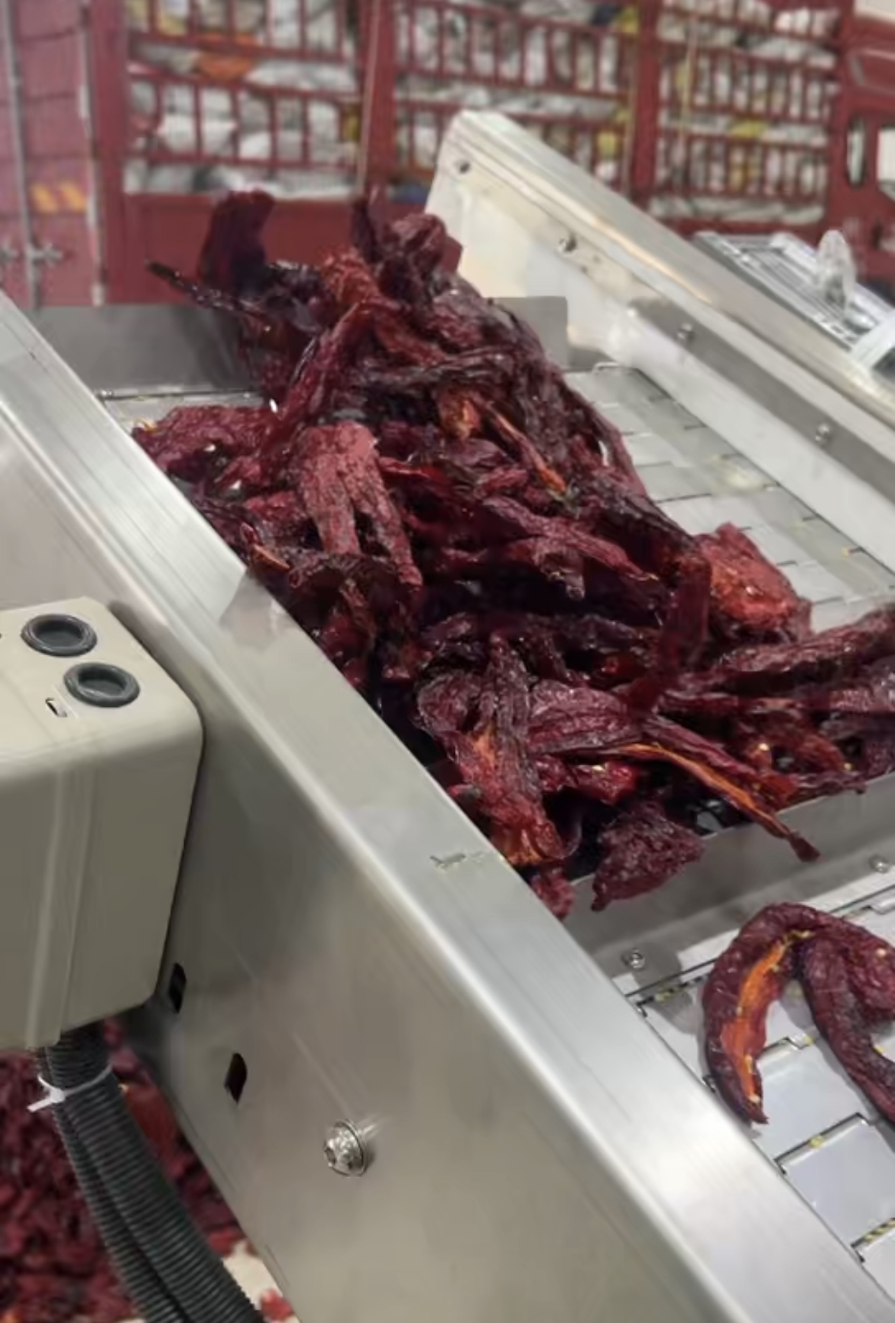 辣椒烘干效果實拍，成色均勻品質翻一倍